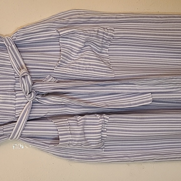V BY VIOLET WEEKEND Women's Blue/White Striped Jumpsuit - Size 12 - Picture 5 of 15